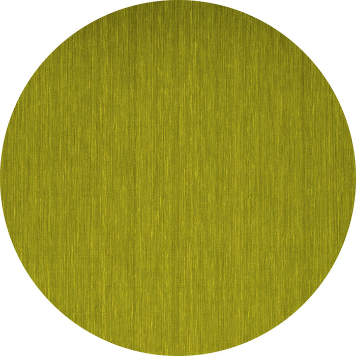 Round Machine Washable Abstract Yellow Contemporary Rug, wshcon741yw