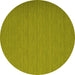 Round Machine Washable Abstract Yellow Contemporary Rug, wshcon741yw