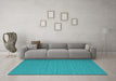 Machine Washable Abstract Turquoise Contemporary Area Rugs in a Living Room,, wshcon741turq