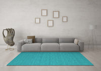 Machine Washable Abstract Turquoise Contemporary Rug, wshcon741turq