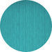 Round Machine Washable Abstract Turquoise Contemporary Area Rugs, wshcon741turq