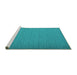 Sideview of Machine Washable Abstract Turquoise Contemporary Area Rugs, wshcon741turq