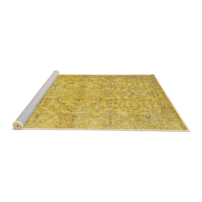 Serging Thickness of Machine Washable Contemporary Yellow Rug, wshcon742