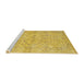 Serging Thickness of Machine Washable Contemporary Yellow Rug, wshcon742