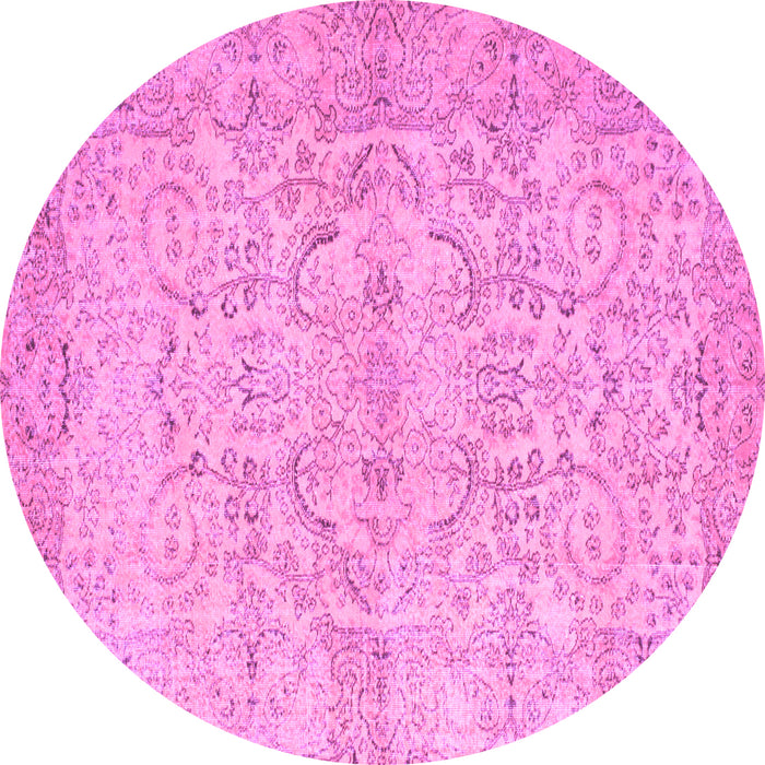 Round Machine Washable Abstract Purple Contemporary Area Rugs, wshcon742pur