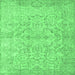 Square Machine Washable Abstract Emerald Green Contemporary Area Rugs, wshcon742emgrn