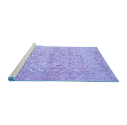 Sideview of Machine Washable Abstract Blue Contemporary Rug, wshcon742blu