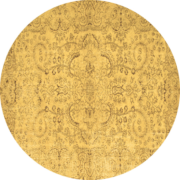 Round Abstract Brown Contemporary Rug, con742brn