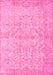 Machine Washable Abstract Pink Contemporary Rug, wshcon742pnk