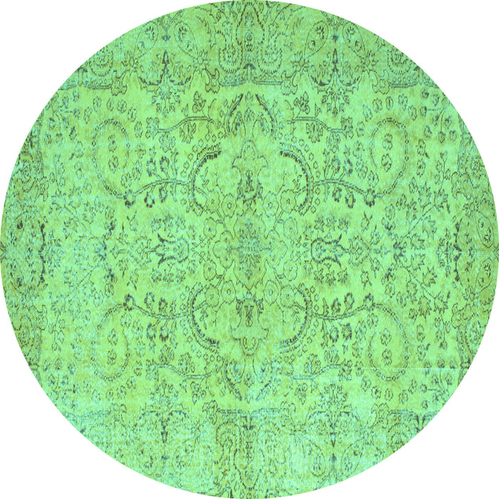 Round Abstract Turquoise Contemporary Rug, con742turq