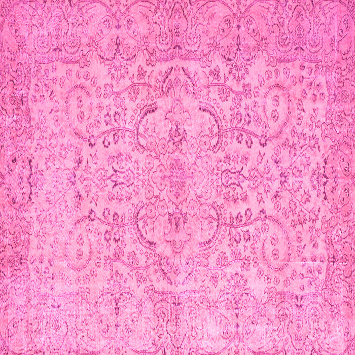 Square Machine Washable Abstract Pink Contemporary Rug, wshcon742pnk