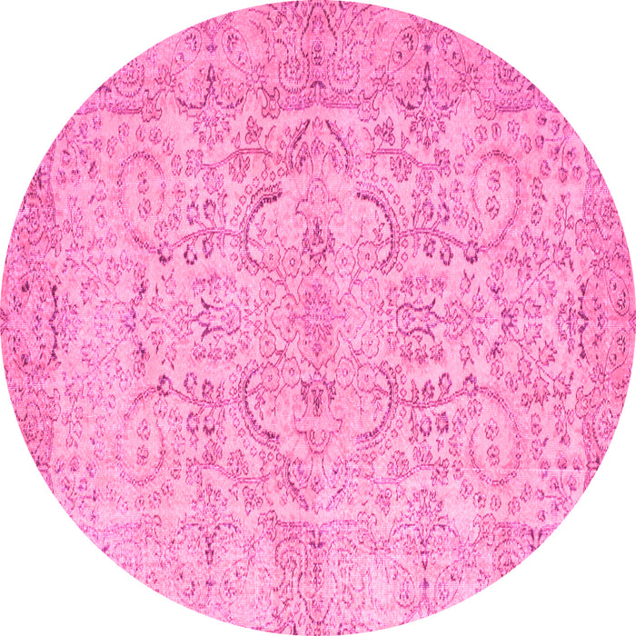 Round Abstract Pink Contemporary Rug, con742pnk