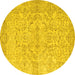 Round Abstract Yellow Contemporary Rug, con742yw