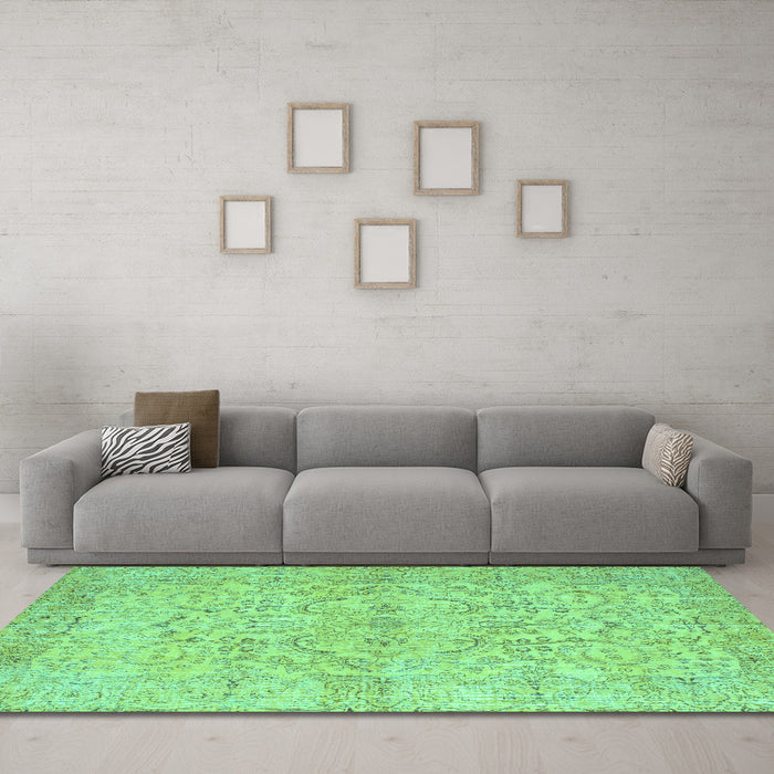 Machine Washable Abstract Turquoise Contemporary Area Rugs in a Living Room,, wshcon742turq