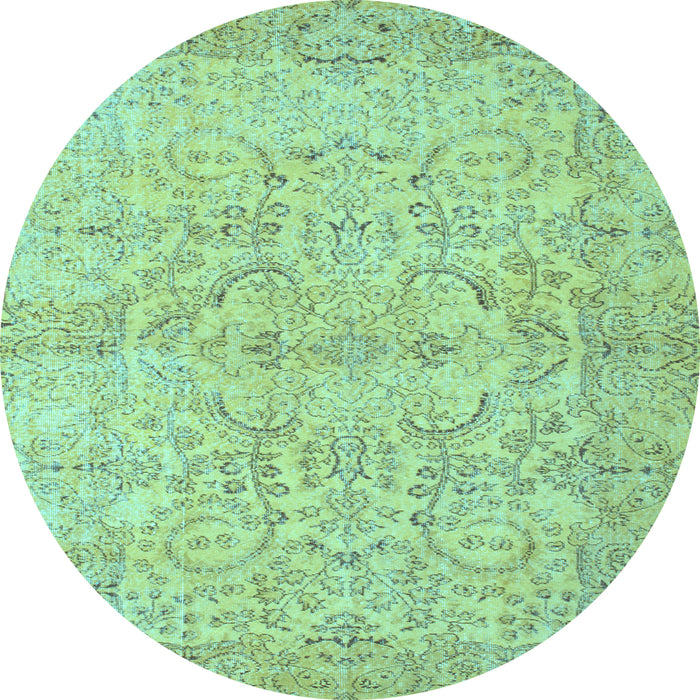 Round Machine Washable Abstract Light Blue Contemporary Rug, wshcon742lblu