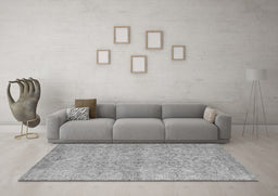 Machine Washable Abstract Gray Contemporary Rug in a Living Room,, wshcon742gry
