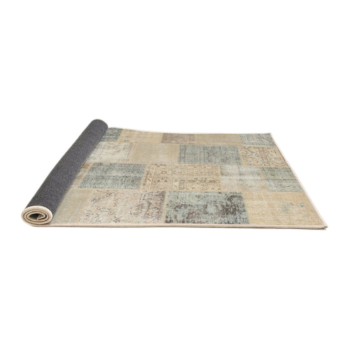 Thickness of Contemporary Light French Beige Brown Patchwork Rug, con743