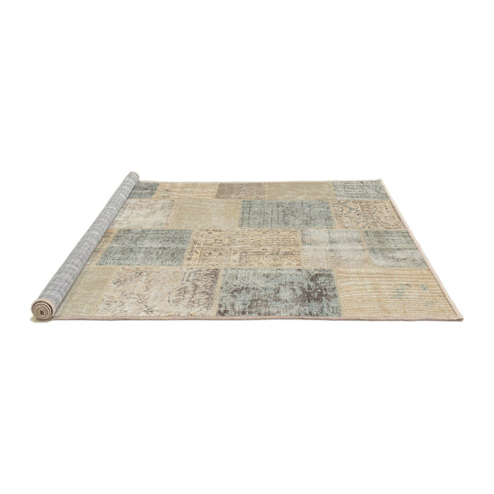 Serging Thickness of Machine Washable Contemporary Light French Beige Brown Rug, wshcon743