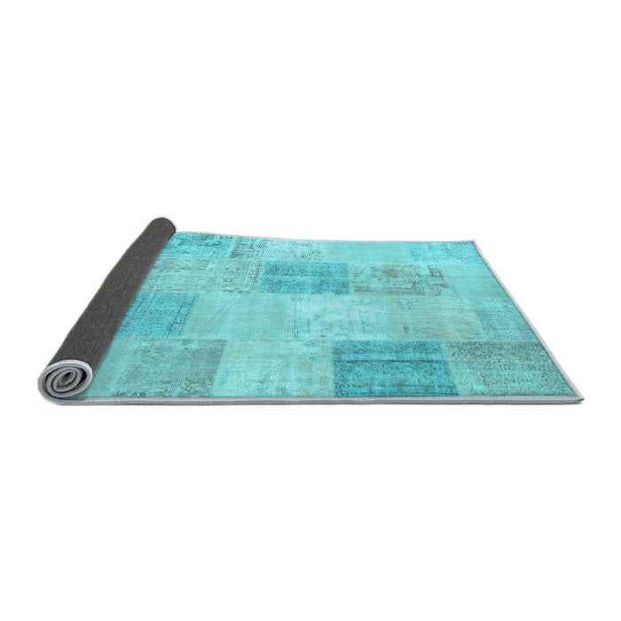 Sideview of Patchwork Light Blue Transitional Rug, con743lblu