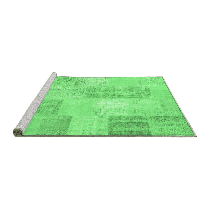 Sideview of Machine Washable Patchwork Emerald Green Transitional Area Rugs, wshcon743emgrn