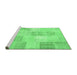 Sideview of Machine Washable Patchwork Emerald Green Transitional Area Rugs, wshcon743emgrn