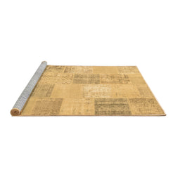 Sideview of Machine Washable Patchwork Brown Transitional Rug, wshcon743brn