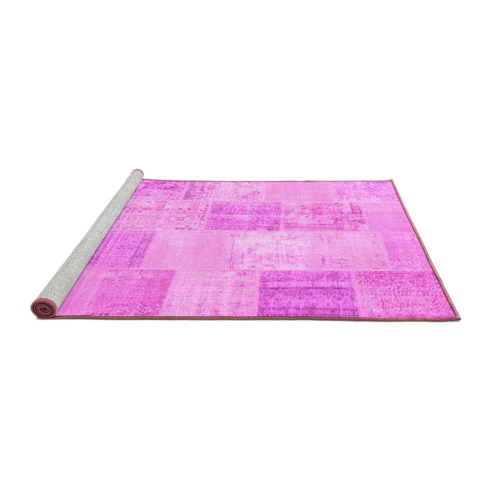 Sideview of Machine Washable Patchwork Pink Transitional Rug, wshcon743pnk