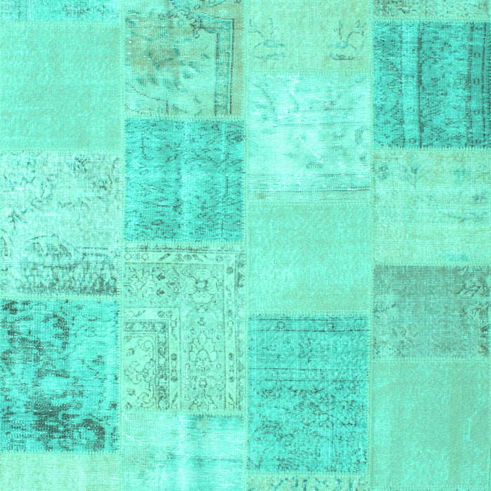 Machine Washable Patchwork Turquoise Transitional Area Rugs, wshcon743turq