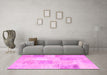 Machine Washable Patchwork Pink Transitional Rug in a Living Room, wshcon743pnk