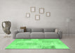 Machine Washable Patchwork Emerald Green Transitional Area Rugs in a Living Room,, wshcon743emgrn