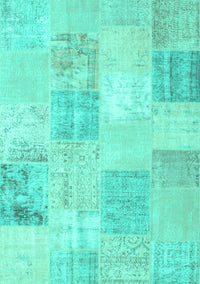 Patchwork Turquoise Transitional Rug, con743turq