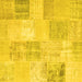 Square Machine Washable Patchwork Yellow Transitional Rug, wshcon743yw