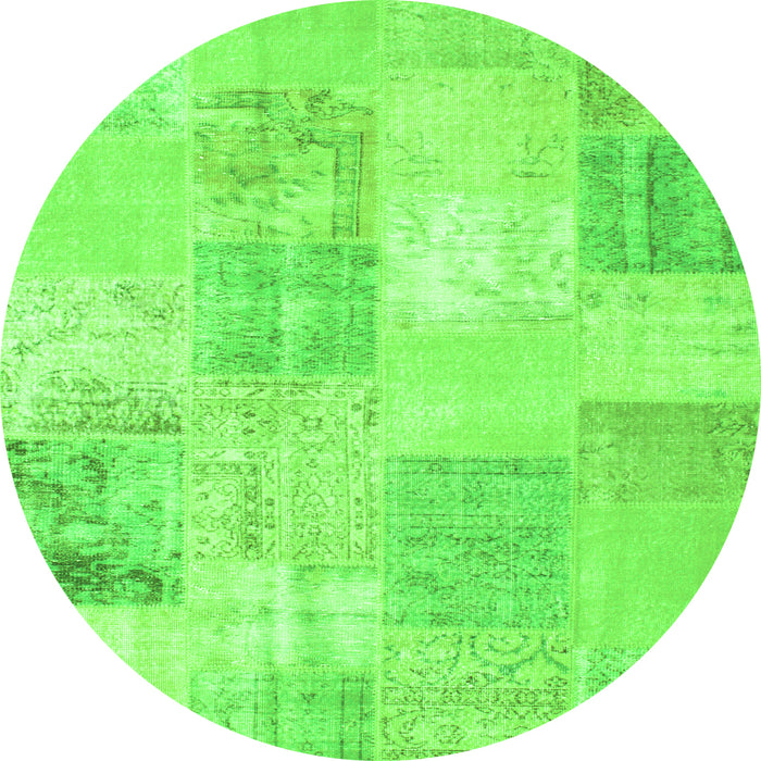 Square Patchwork Green Transitional Rug, con743grn