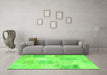 Machine Washable Patchwork Green Transitional Area Rugs in a Living Room,, wshcon743grn