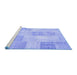 Sideview of Machine Washable Patchwork Blue Transitional Rug, wshcon743blu