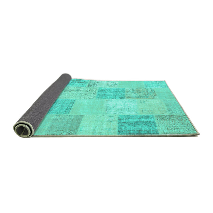 Sideview of Patchwork Turquoise Transitional Rug, con743turq