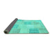 Sideview of Patchwork Turquoise Transitional Rug, con743turq