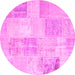 Round Patchwork Pink Transitional Rug, con743pnk