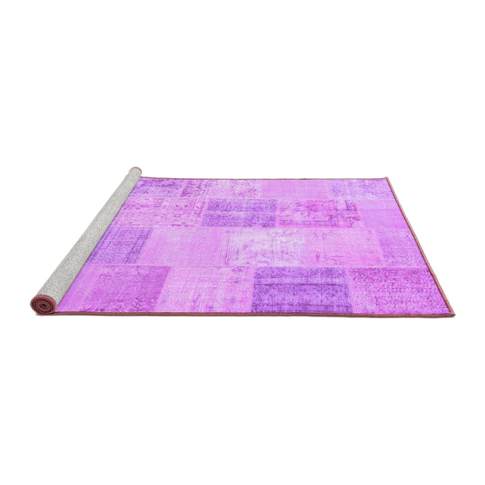 Sideview of Machine Washable Patchwork Purple Transitional Area Rugs, wshcon743pur