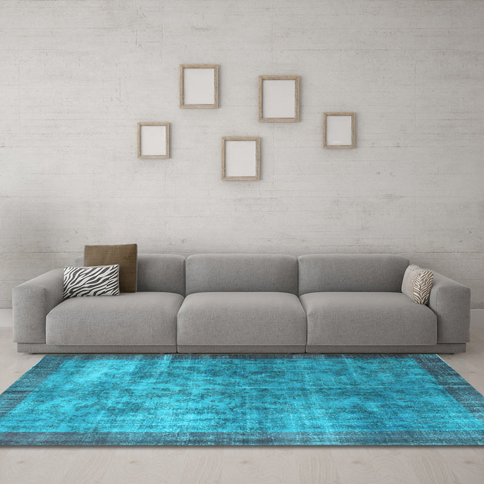 Machine Washable Persian Light Blue Bohemian Rug in a Living Room, wshcon744lblu