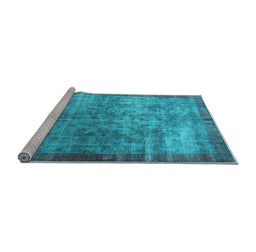 Sideview of Machine Washable Persian Light Blue Bohemian Rug, wshcon744lblu