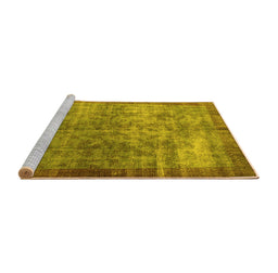 Sideview of Machine Washable Persian Yellow Bohemian Rug, wshcon744yw