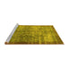 Sideview of Machine Washable Persian Yellow Bohemian Rug, wshcon744yw