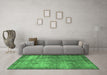 Machine Washable Persian Emerald Green Bohemian Area Rugs in a Living Room,, wshcon744emgrn
