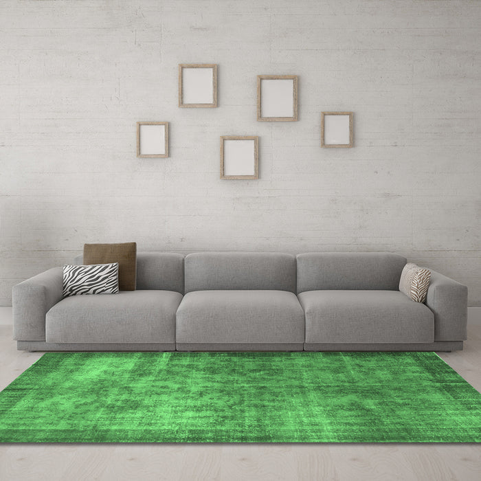 Machine Washable Persian Emerald Green Bohemian Area Rugs in a Living Room,, wshcon744emgrn