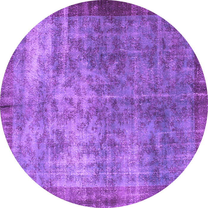 Round Machine Washable Persian Purple Bohemian Area Rugs, wshcon744pur