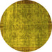 Round Persian Yellow Bohemian Rug, con744yw