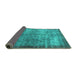 Sideview of Persian Turquoise Bohemian Rug, con744turq