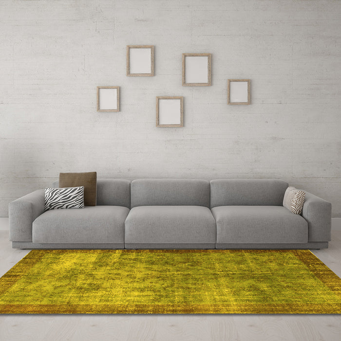 Machine Washable Persian Yellow Bohemian Rug in a Living Room, wshcon744yw