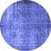 Round Persian Blue Bohemian Rug, con744blu